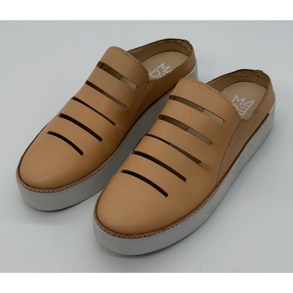 M4D3 Anthropologie Shoes Womens 9M Tan Leather Sydney Platform Slides Cutout